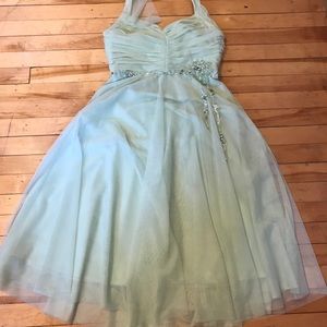 BCBG Max Azria Chiffon Beaded Halter Dress Prom